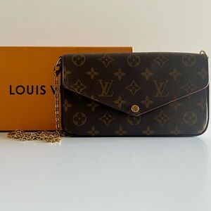 EUC Authentic Louis Vuitton Felicie Pochette Fuschia BOTH inserts box dust bag